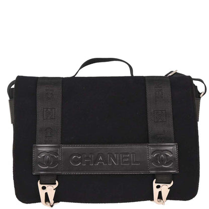 Chanel 2004-2005 Black Felt Nylon Sport Line 2way Shoulder Handbag
