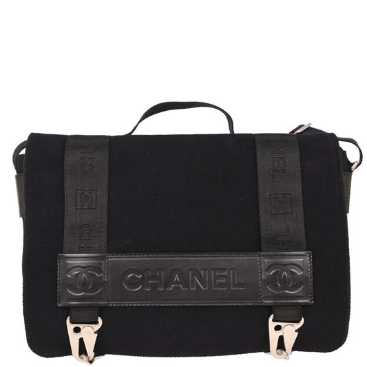 Chanel 2004-2005 Black Felt Nylon Sport Line 2way Shoulder Handbag