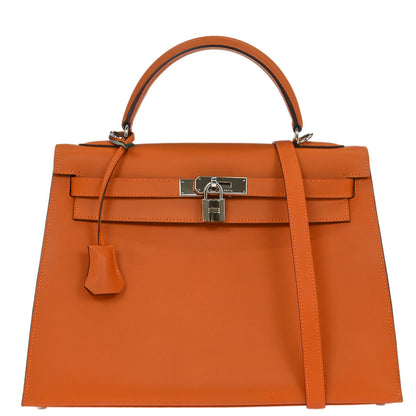 Hermes Orange Swift Kelly 32 Sellier 2way Shoulder Handbag