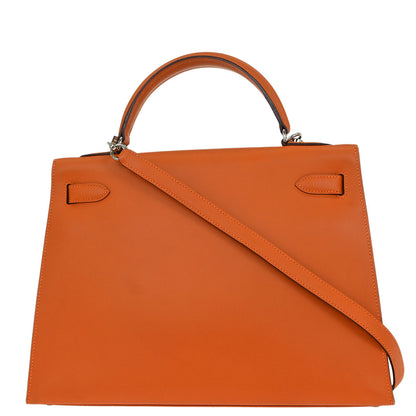 Hermes Orange Swift Kelly 32 Sellier 2way Shoulder Handbag