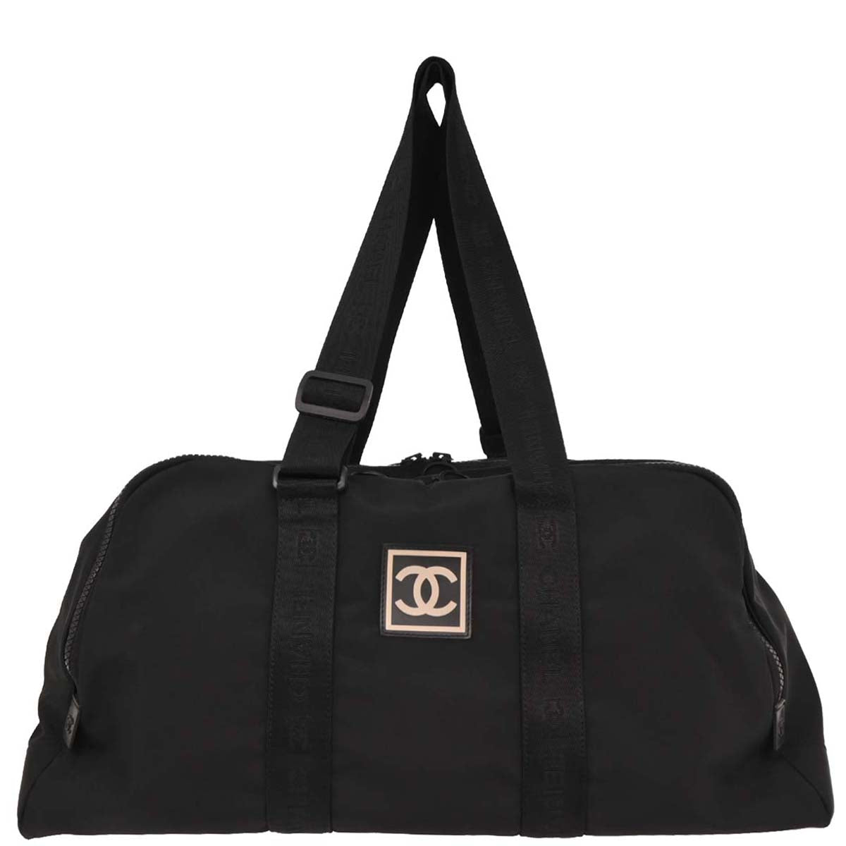 Chanel 2001-2003 Black Nylon Sport Line Duffle Gym Handbag