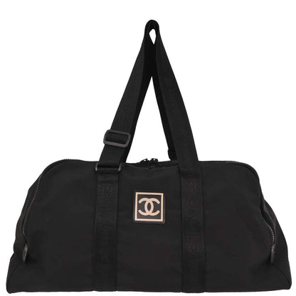 Chanel 2001-2003 Black Nylon Sport Line Duffle Gym Handbag
