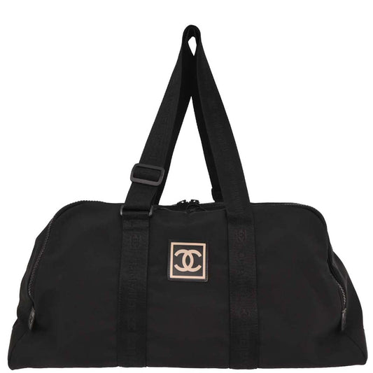 Chanel 2001-2003 Black Nylon Sport Line Duffle Gym Handbag