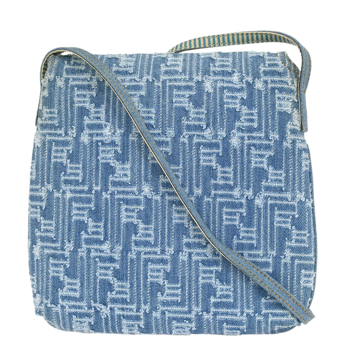 Fendi Light Blue Denim Zucca Shoulder Bag