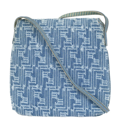 Fendi Light Blue Denim Zucca Shoulder Bag