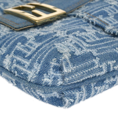 Fendi Light Blue Denim Zucca Shoulder Bag