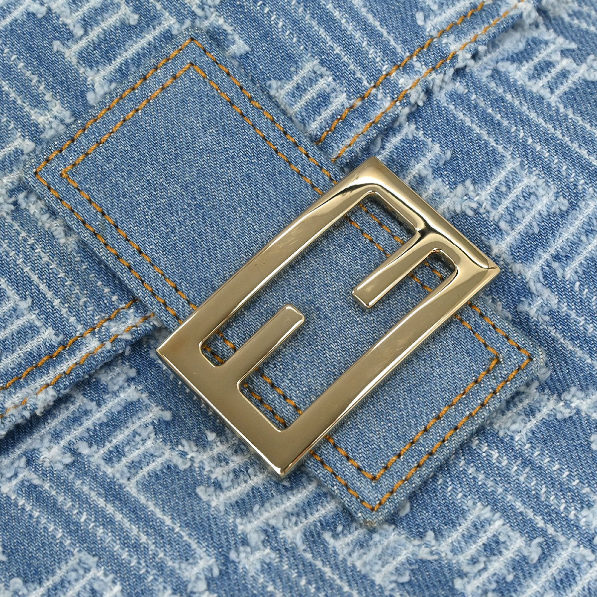Fendi Light Blue Denim Zucca Shoulder Bag