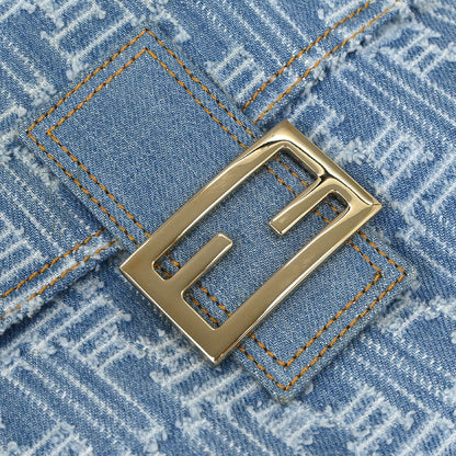 Fendi Light Blue Denim Zucca Shoulder Bag