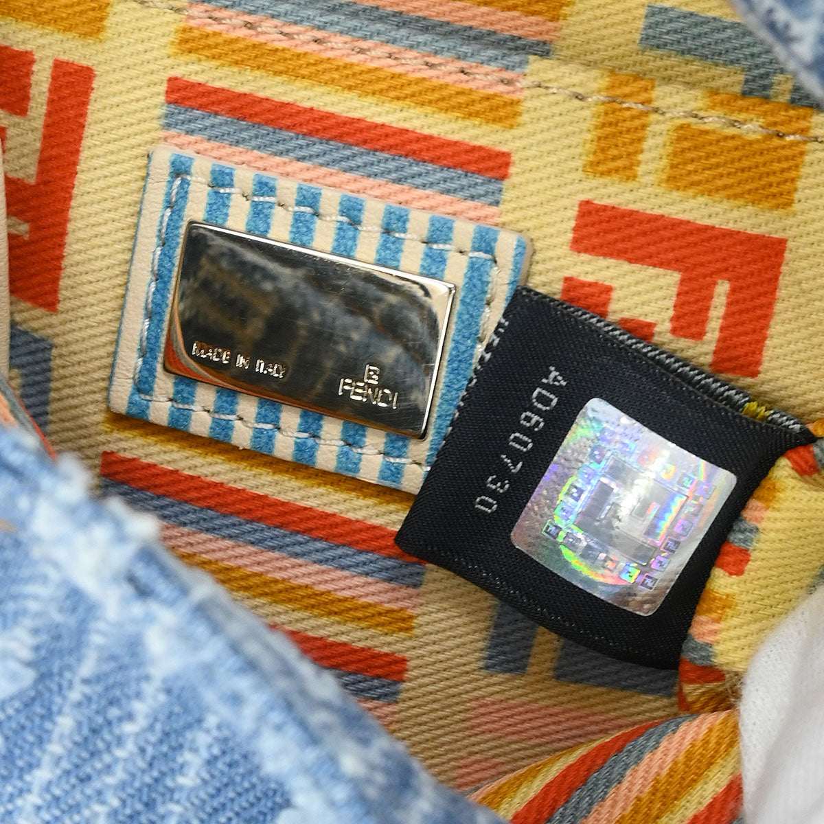 Fendi Light Blue Denim Zucca Shoulder Bag