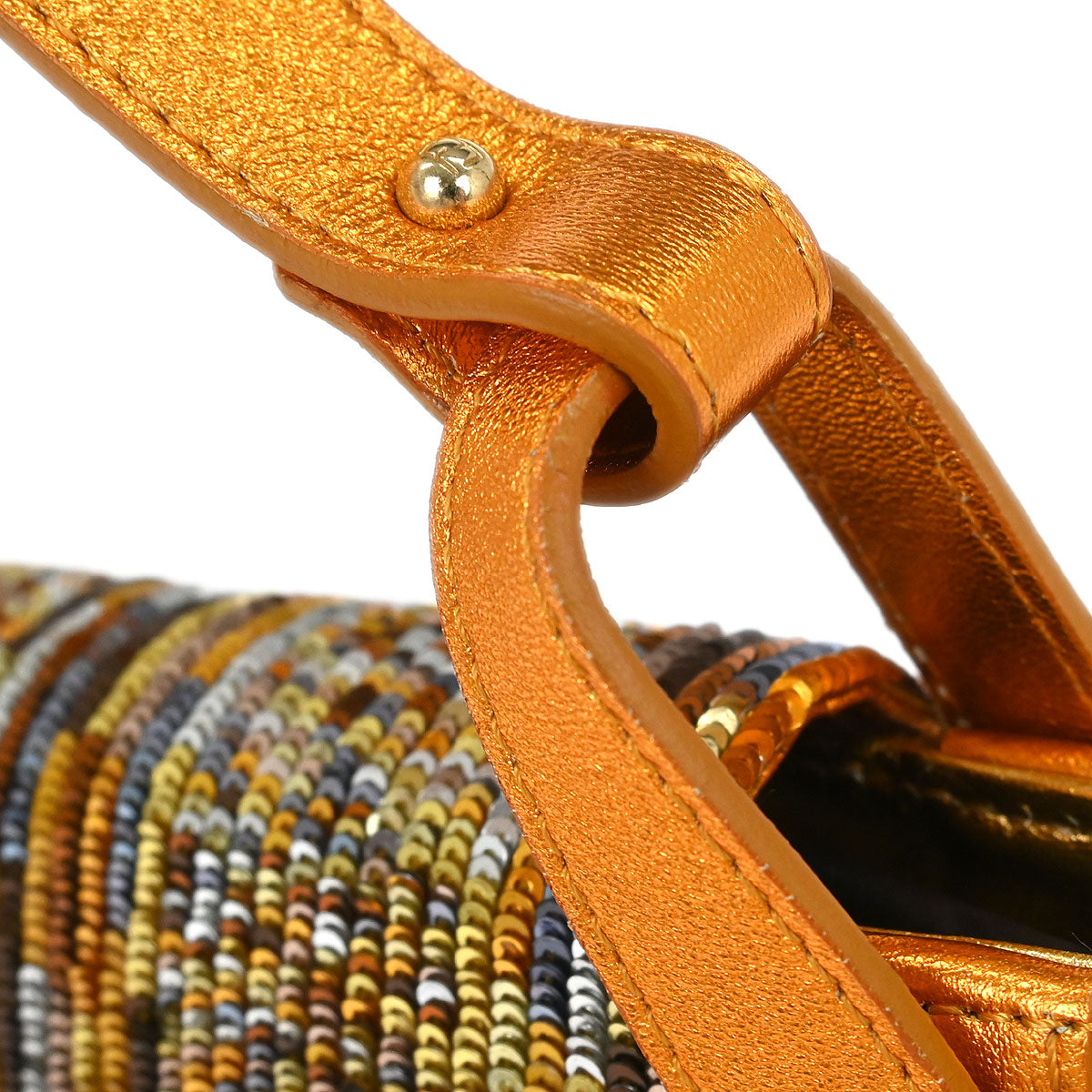 Fendi Metallic Orange Leather Sequins Compilation Handbag