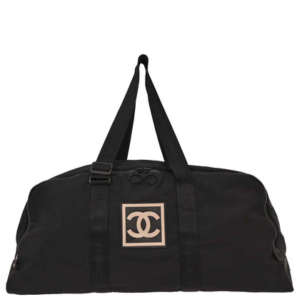 Chanel 2001-2003 Black Nylon Sport Line Duffle Gym Handbag
