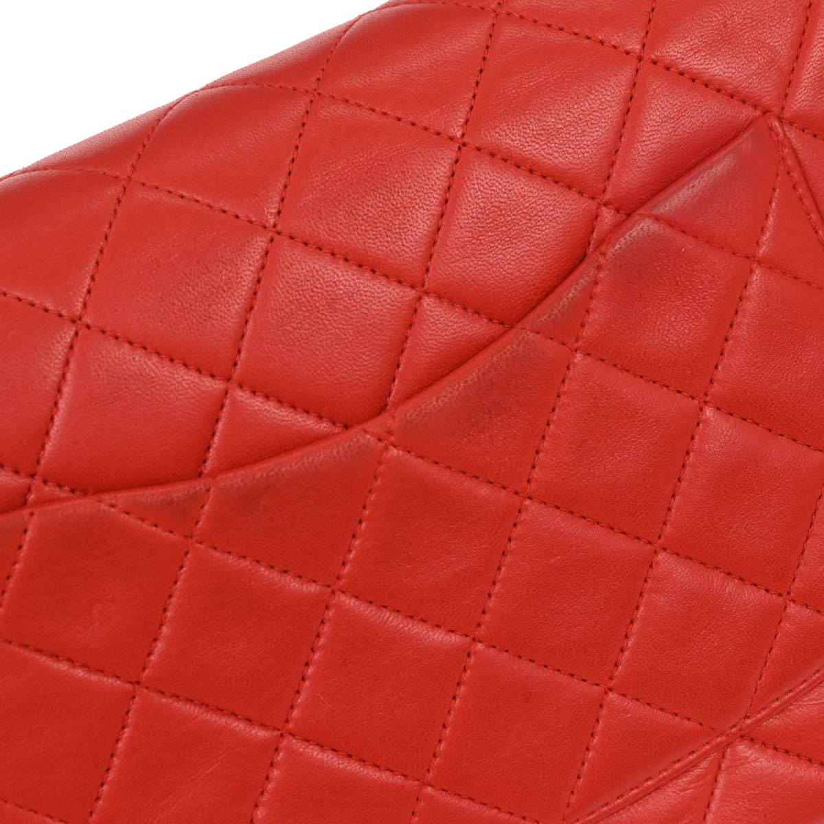 Chanel 1991-1994 Red Lambskin Medium Classic Double Flap Shoulder Bag