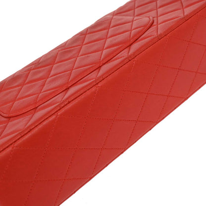 Chanel 1991-1994 Red Lambskin Medium Classic Double Flap Shoulder Bag