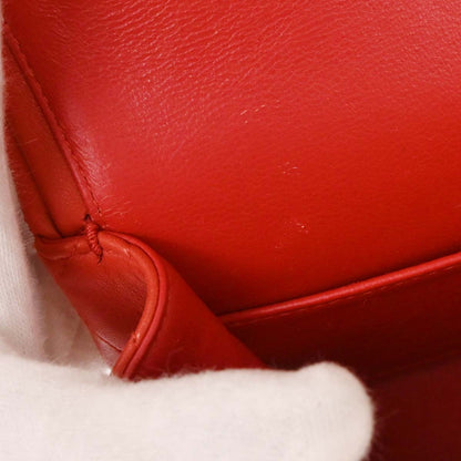 Chanel 1991-1994 Red Lambskin Medium Classic Double Flap Shoulder Bag