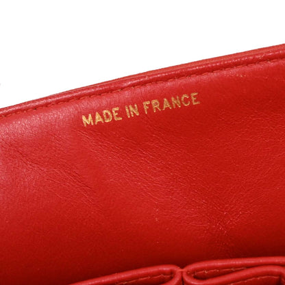 Chanel 1991-1994 Red Lambskin Medium Classic Double Flap Shoulder Bag