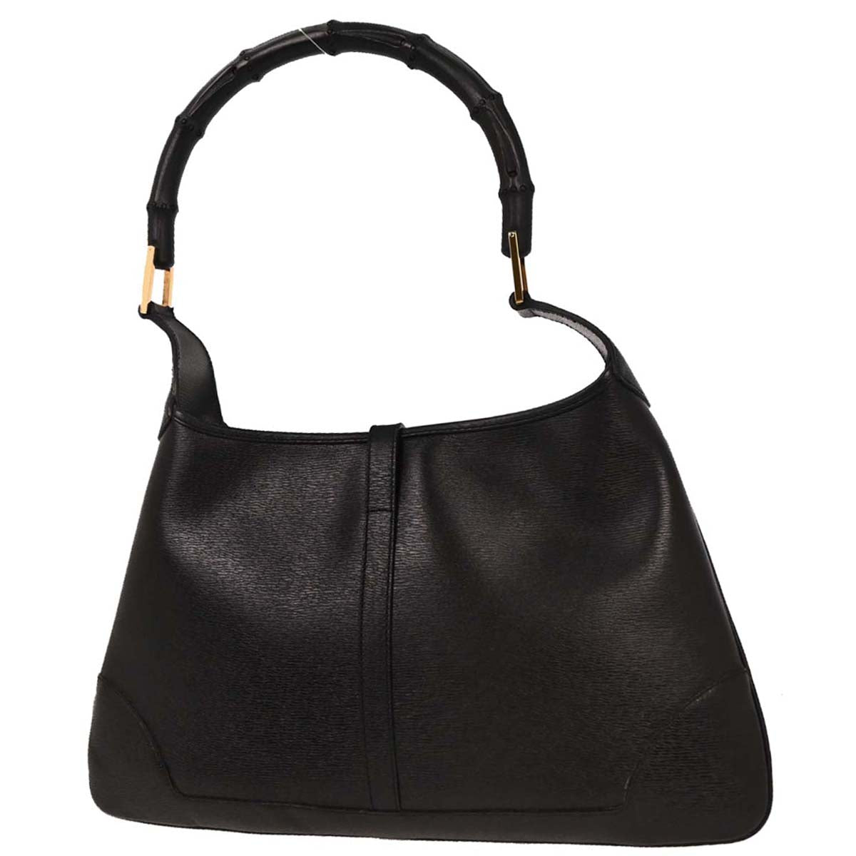 Gucci Black Leather Bamboo Handbag