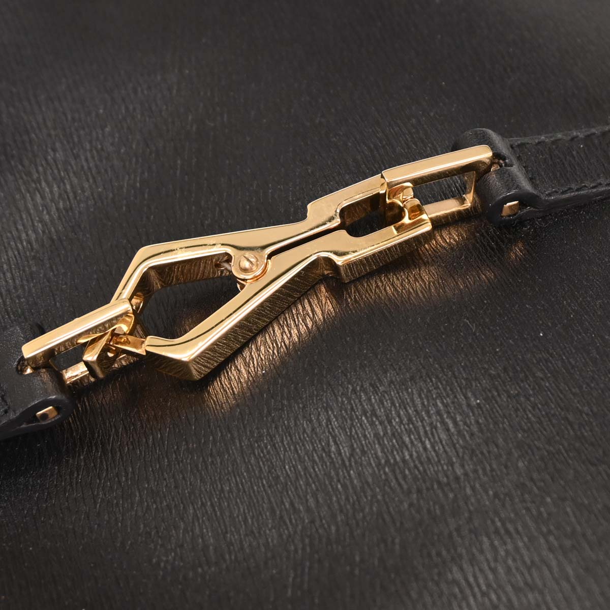 Gucci Black Leather Bamboo Handbag