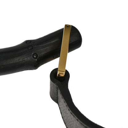 Gucci Black Leather Bamboo Handbag