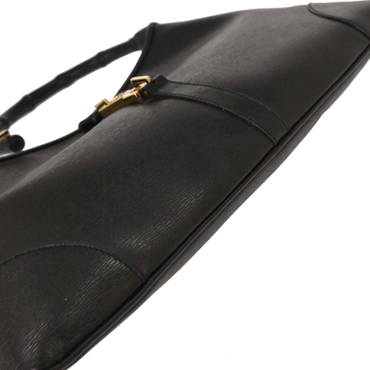 Gucci Black Leather Bamboo Handbag