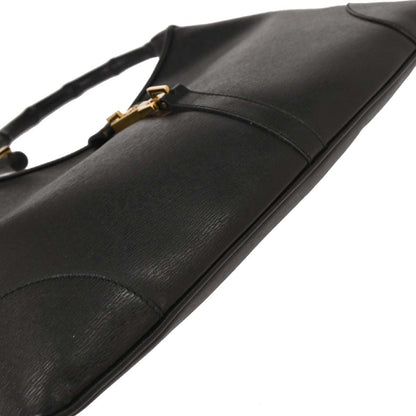 Gucci Black Leather Bamboo Handbag