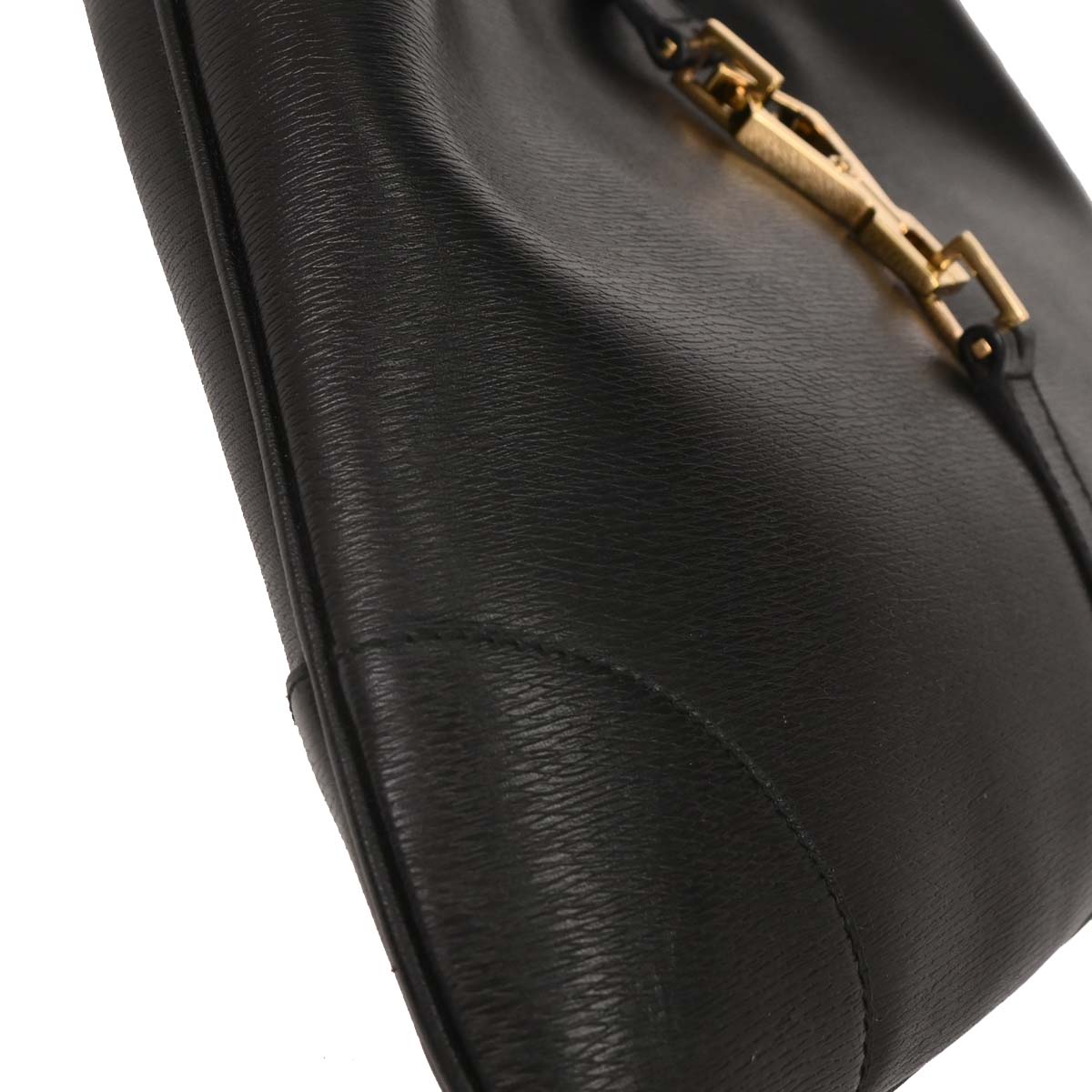 Gucci Black Leather Bamboo Handbag