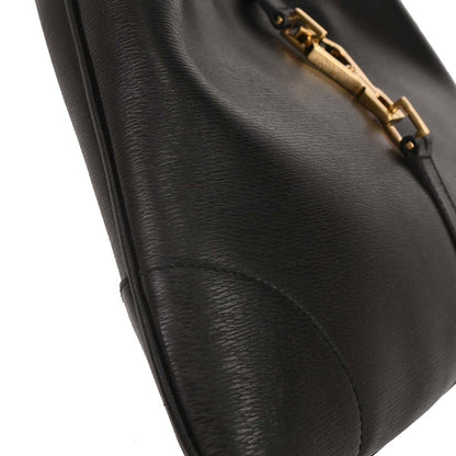 Gucci Black Leather Bamboo Handbag