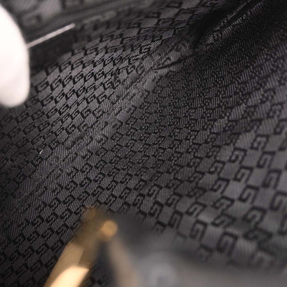 Gucci Black Leather Bamboo Handbag