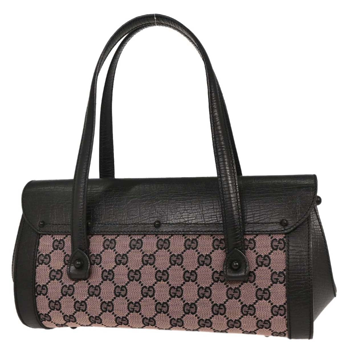 Gucci Pink Black Bamboo GG Handbag