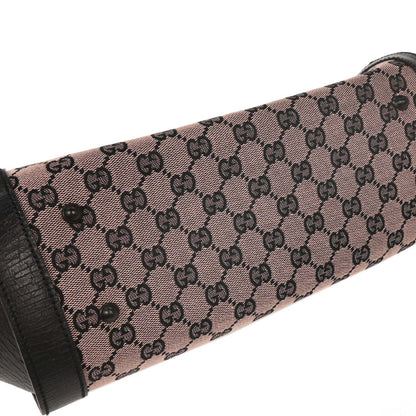 Gucci Pink Black Bamboo GG Handbag