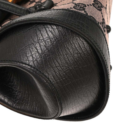 Gucci Pink Black Bamboo GG Handbag