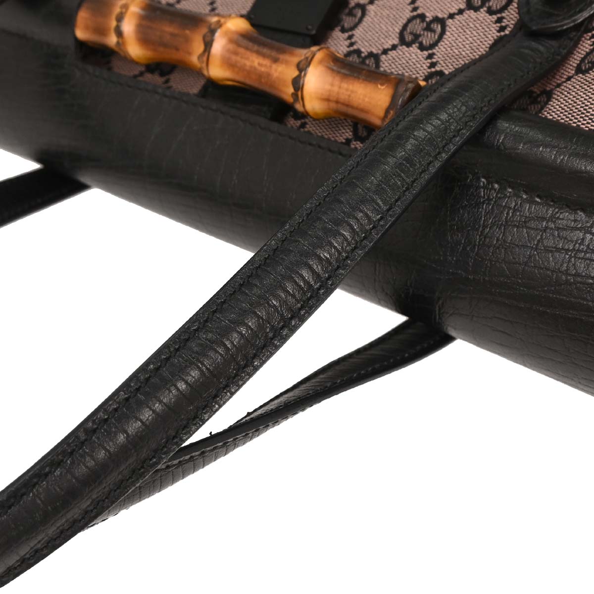 Gucci Pink Black Bamboo GG Handbag