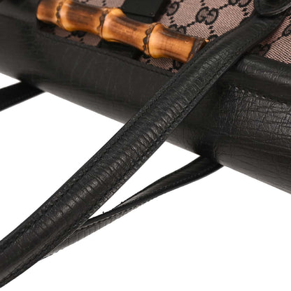 Gucci Pink Black Bamboo GG Handbag