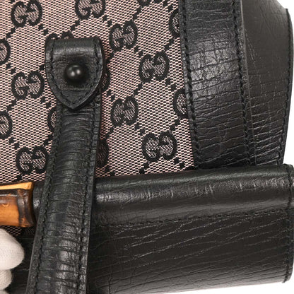Gucci Pink Black Bamboo GG Handbag