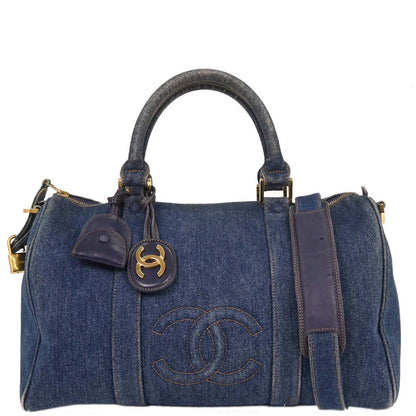 Chanel 1996-1997 Blue Denim 2way Shoulder Handbag