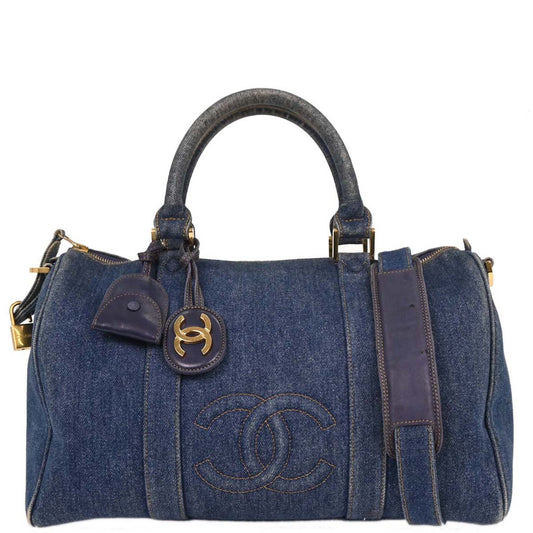 Chanel 1996-1997 Blue Denim 2way Shoulder Handbag