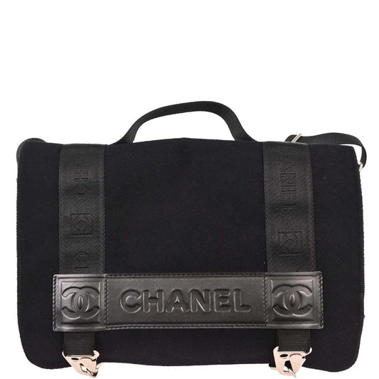 Chanel 2004-2005 Black Felt Nylon Sport Line 2way Shoulder Handbag