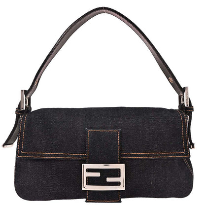 Fendi Navy Denim Baguette Handbag