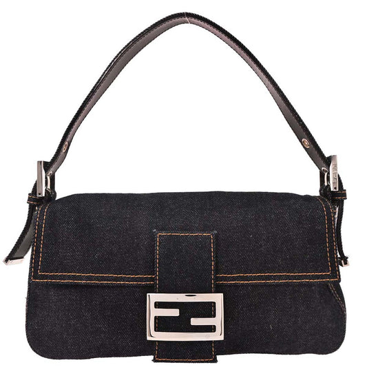 Fendi Navy Denim Baguette Handbag