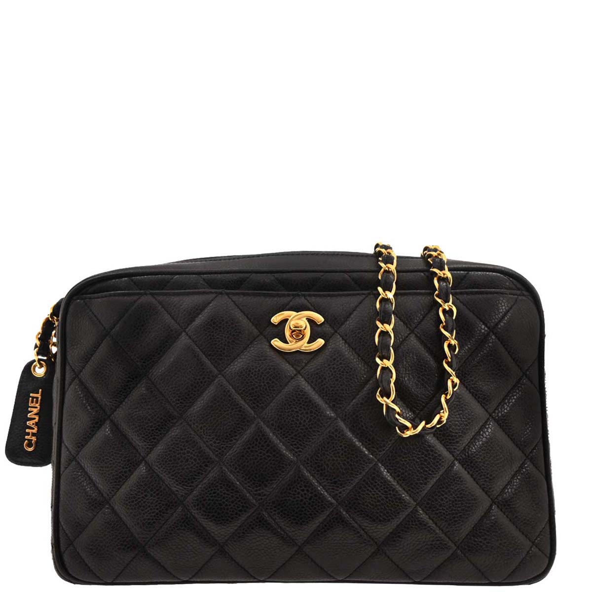 Chanel 1994-1996 Black Caviar Camera Bag Large