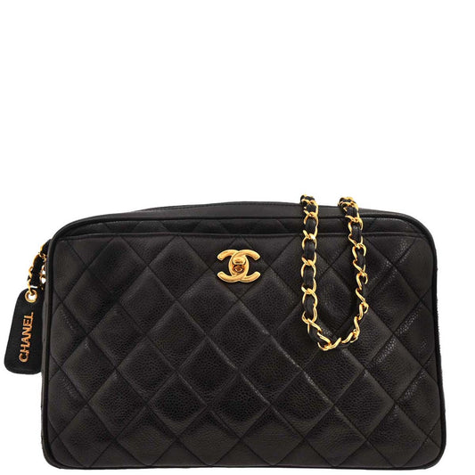 Chanel 1994-1996 Black Caviar Camera Bag Large