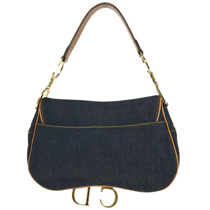 Christian Dior 2001 Navy Denim Double Saddle Handbag