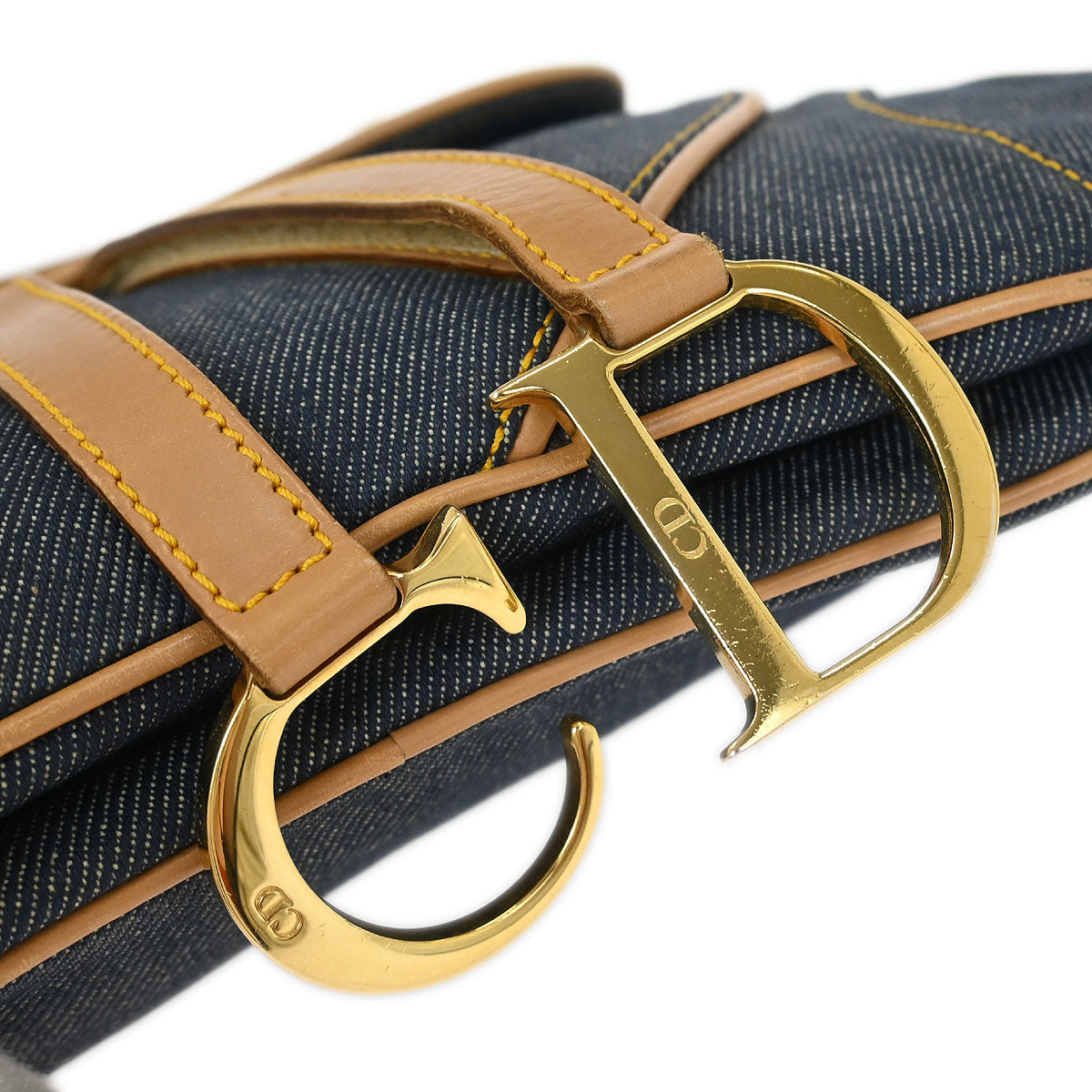 Christian Dior 2001 Navy Denim Double Saddle Handbag