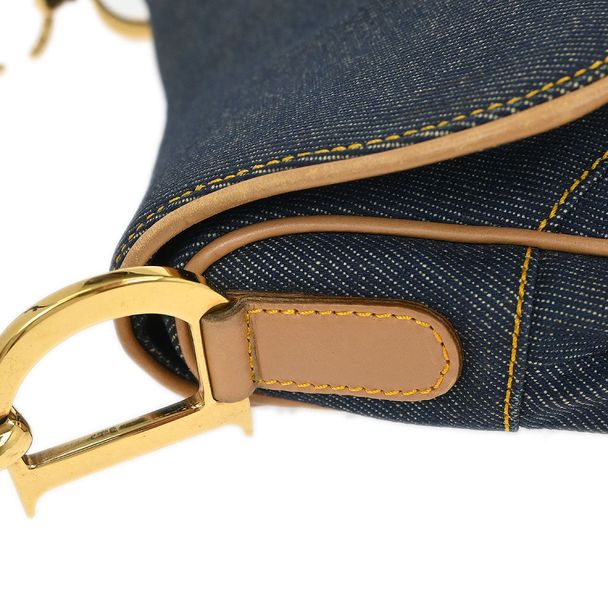 Christian Dior 2001 Navy Denim Double Saddle Handbag