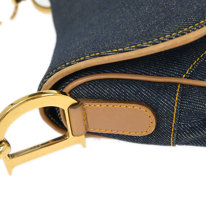 Christian Dior 2001 Navy Denim Double Saddle Handbag