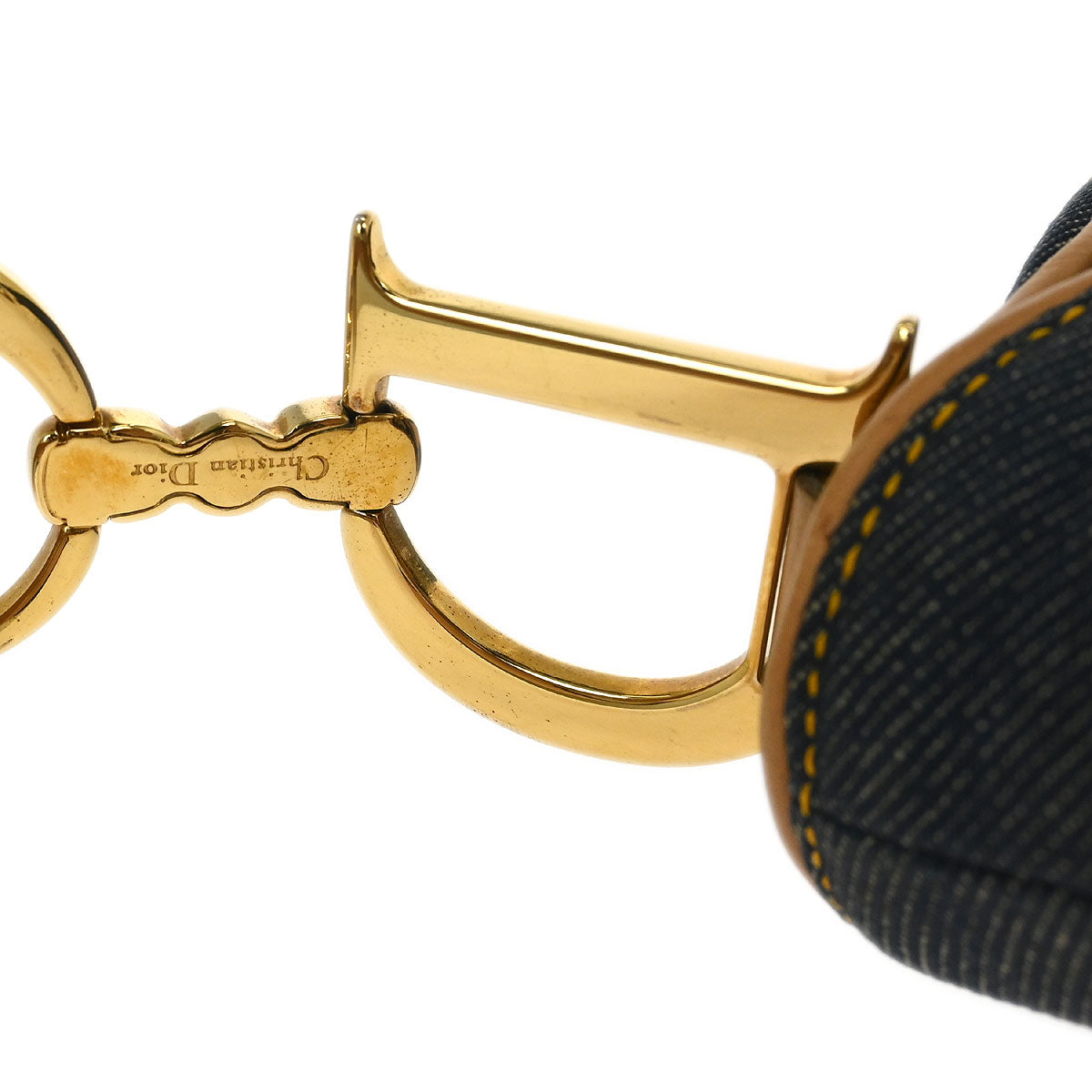 Christian Dior 2001 Navy Denim Double Saddle Handbag