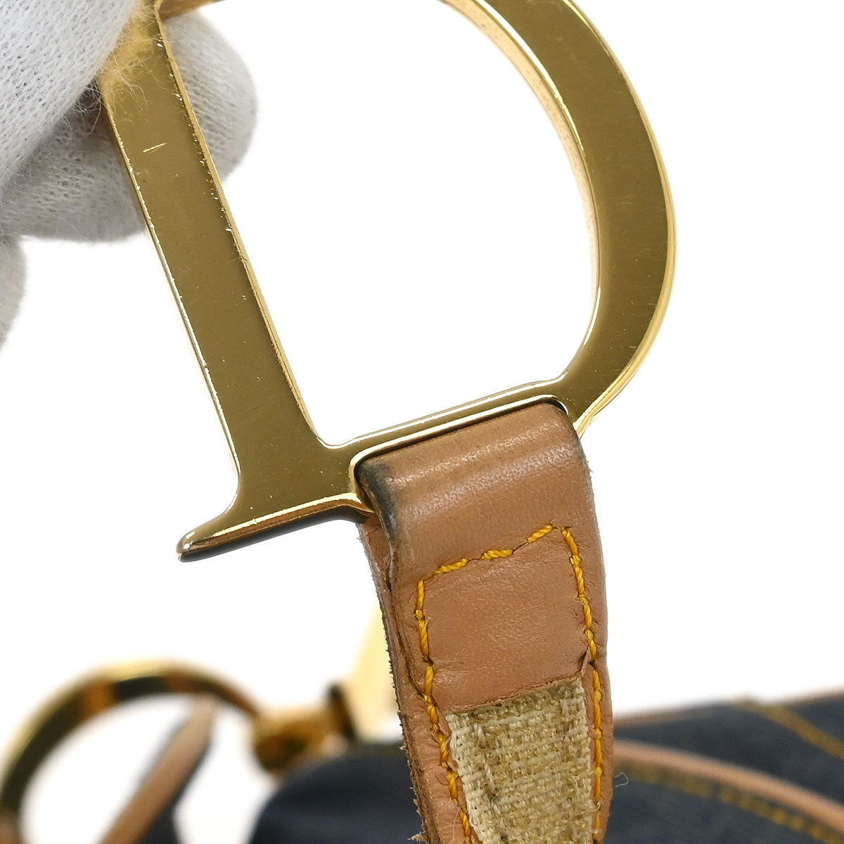 Christian Dior 2001 Navy Denim Double Saddle Handbag