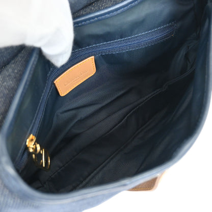 Christian Dior 2001 Navy Denim Double Saddle Handbag