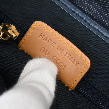 Christian Dior 2001 Navy Denim Double Saddle Handbag