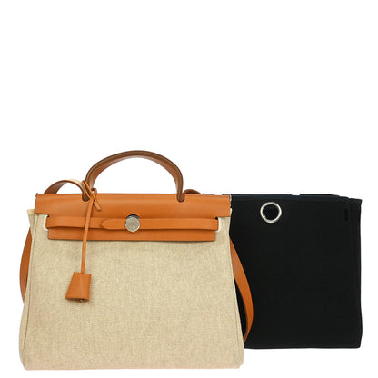 Hermes Beige Black Toile H Officier Herbag PM 2 in 1 Handbag
