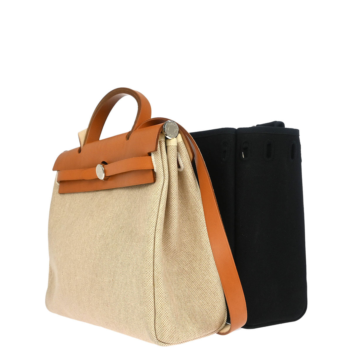Hermes Beige Black Toile H Officier Herbag PM 2 in 1 Handbag